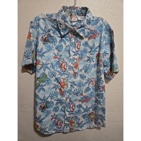 Marvel Avengers Hawaiian Print Button Up Shirt Men’s Small Short Sleeve Cotton - Picture 4 of 14